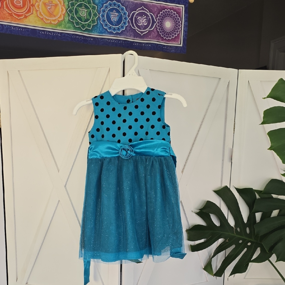 Polka Dot Blue Kids Formal Dress